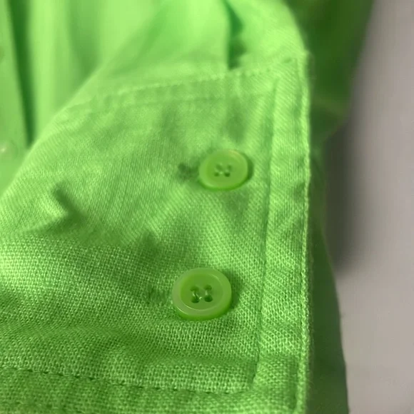 Vintage The Limited linen blend neon green oversized long sleeve button down - Picture 4 of 6